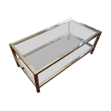Brass and glass coffee table