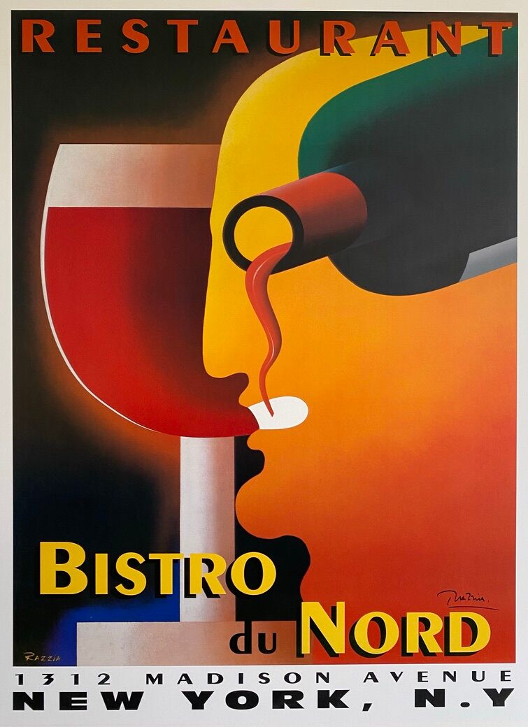 Poster Razzia - Bistrot du Nord - Large Format - Signed by the artist - On linen