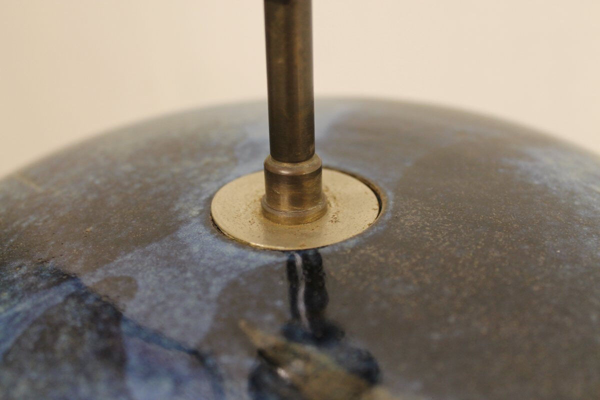 Round glazed ceramic lamp - from the 1960s