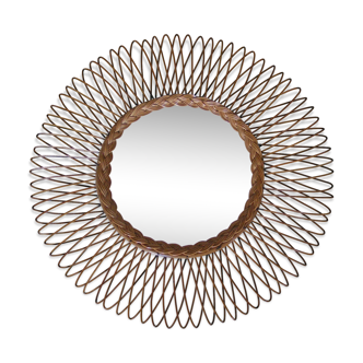 Mirror rattan 60s Sun 48 x 48cm
