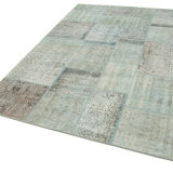 Hand-Knotted Anatolian Contemporary 170 cm x 240 cm Blue Patchwork Rug