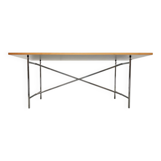 Minimalist chrome table for office or dining room by Egon Eiermann for Wieland.