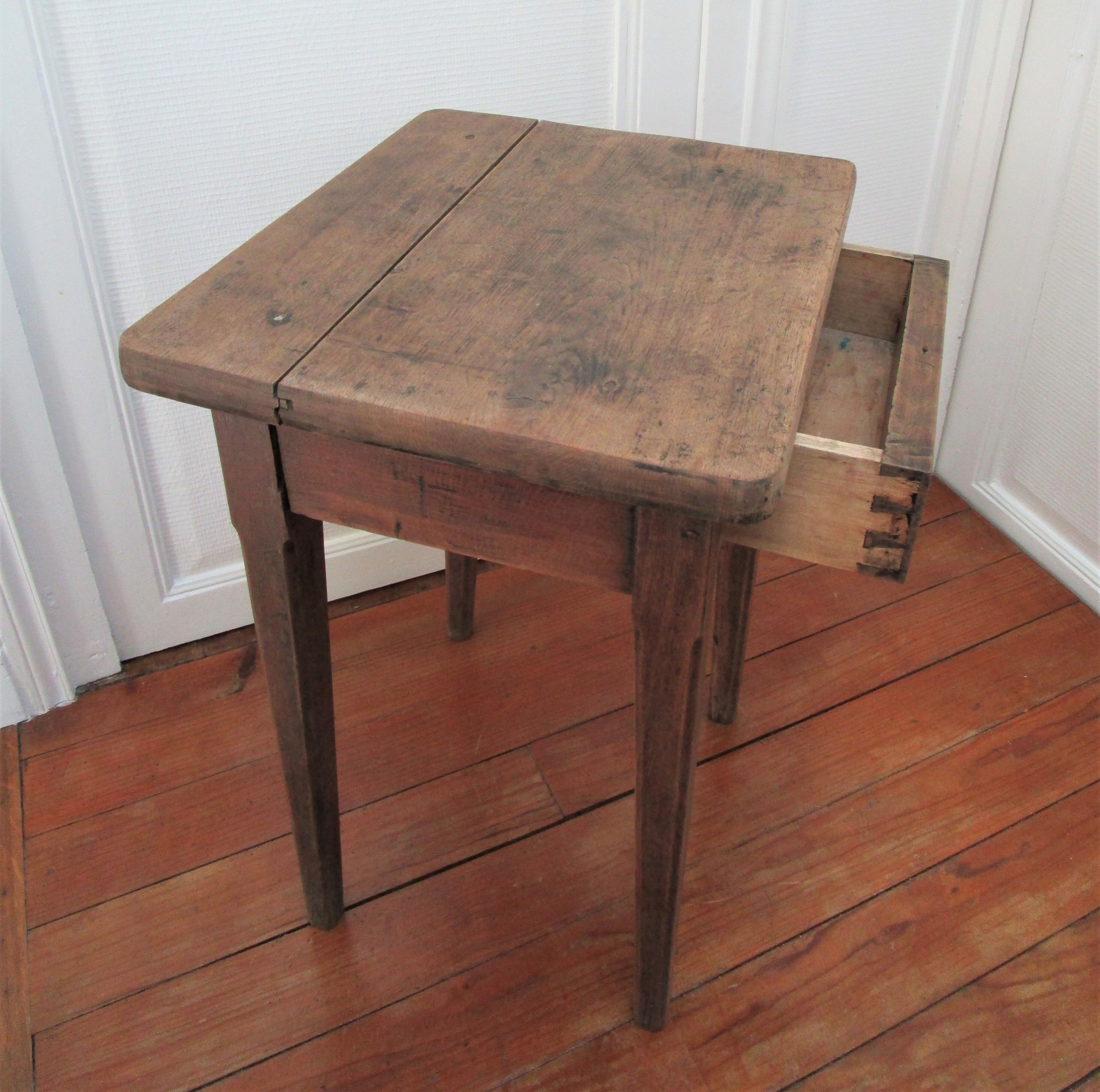 Bedside table solid oak patinated early twentieth century