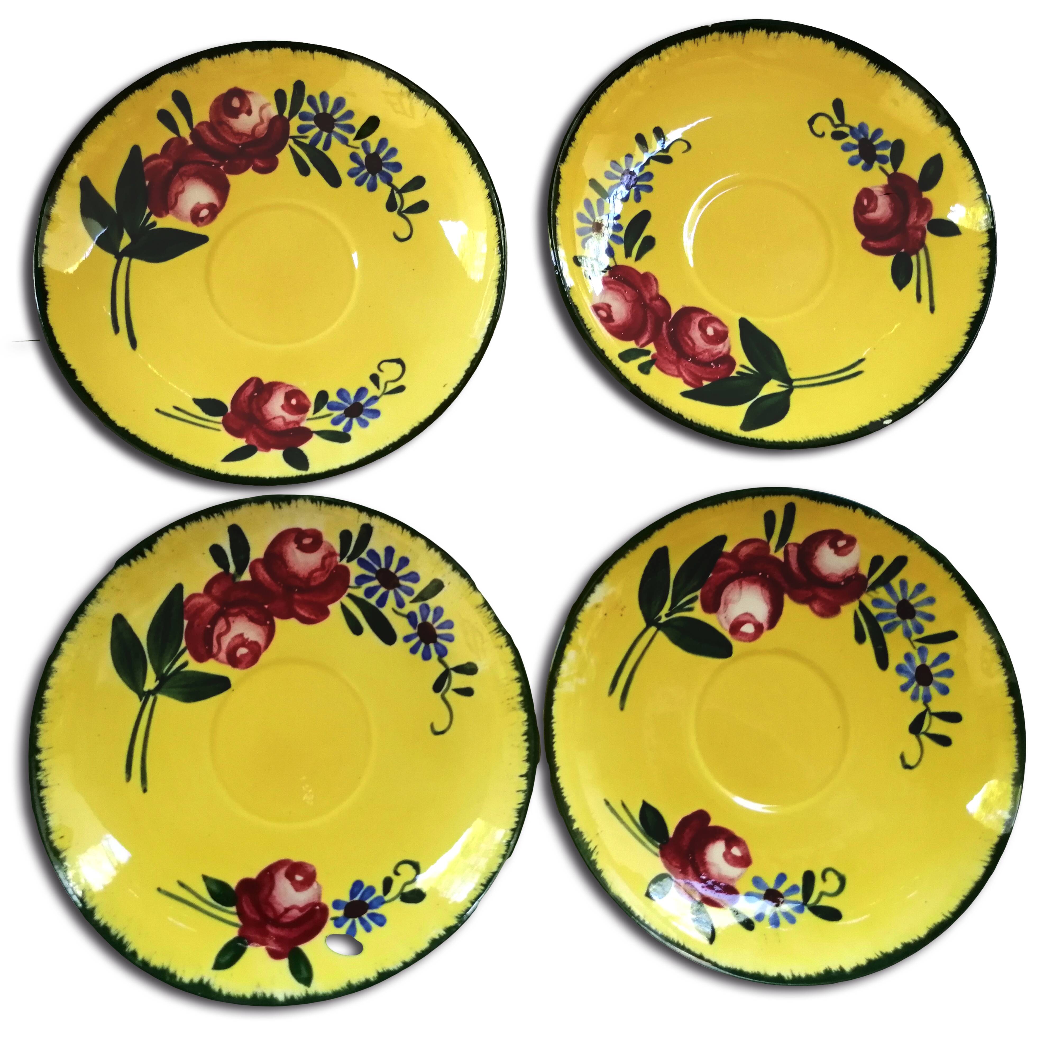Saucers Sarreguemines France yellow