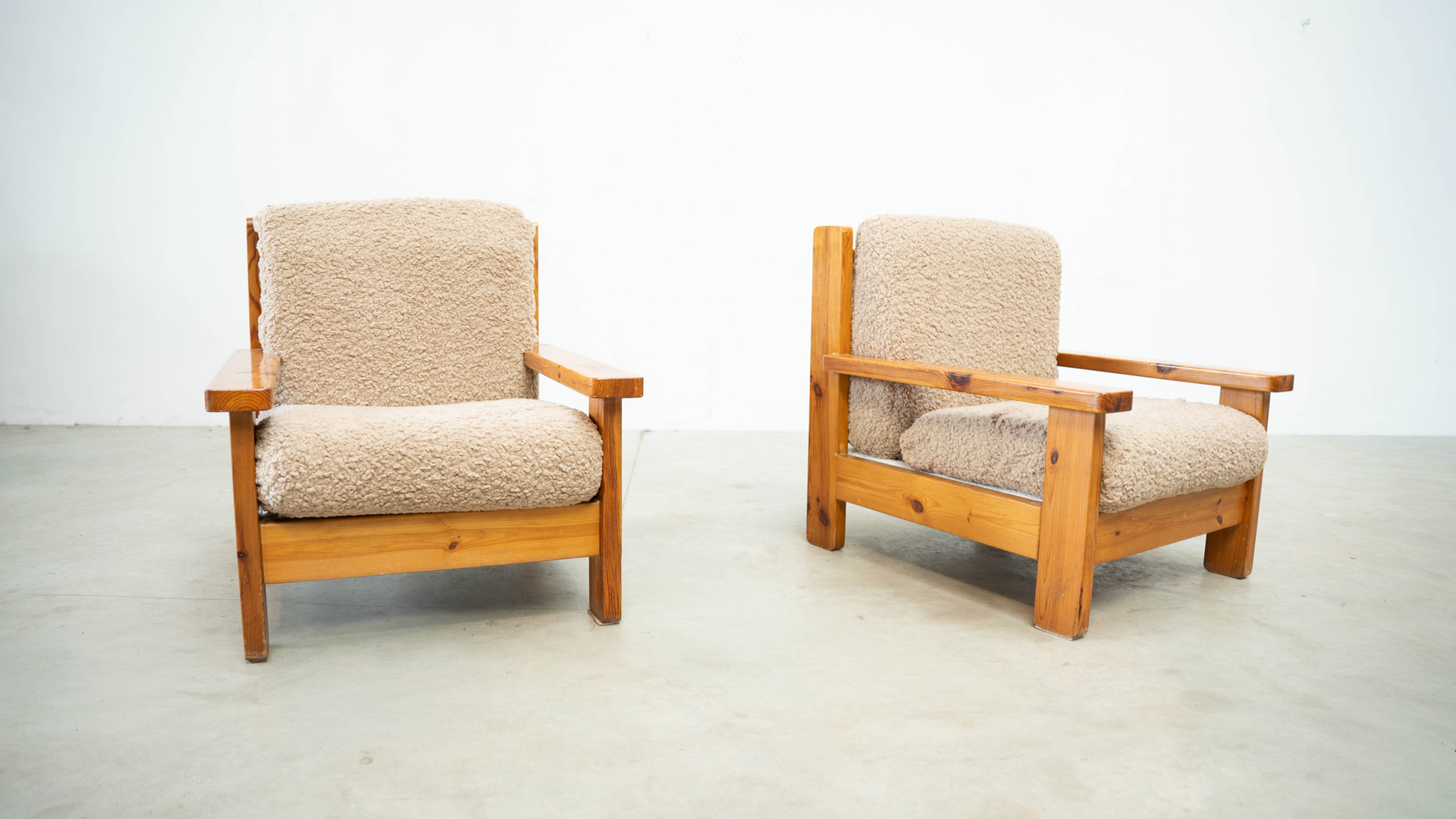 Set of two brutalist lounge chairs