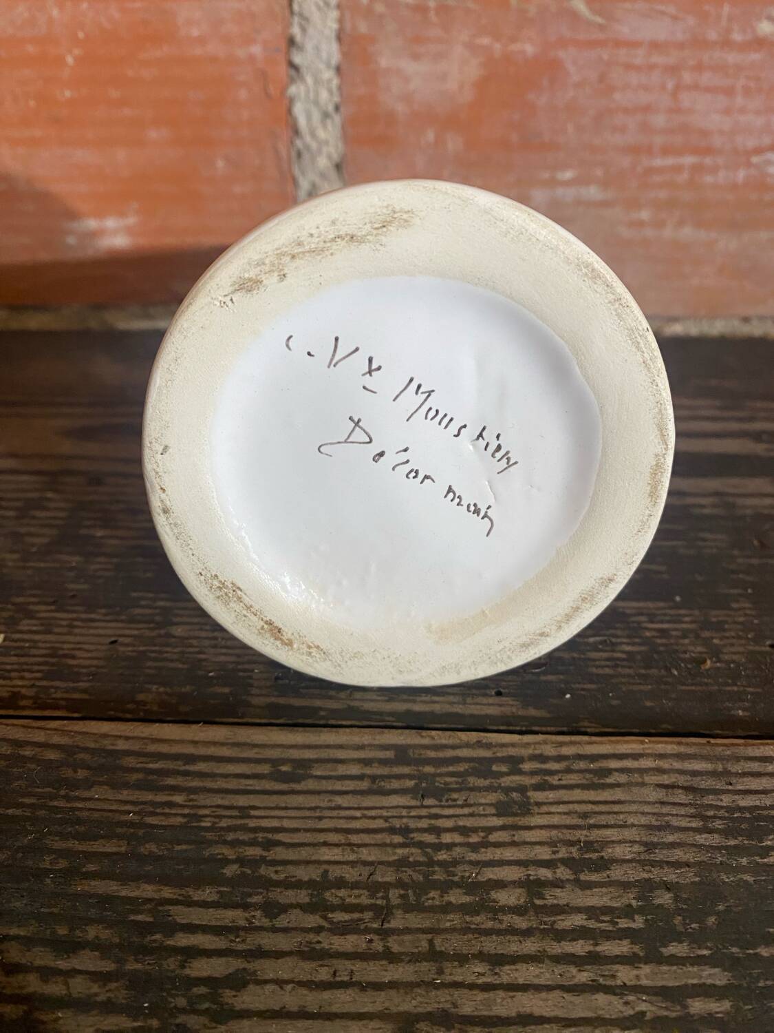 Antique Moustiers Candlestick, White Ceramic, Vintage Painted Decor #C875