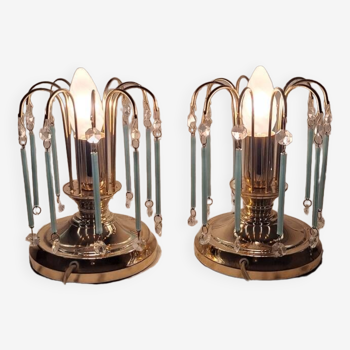 Paire de lampes de table de Murano en or et en verre des années 1960