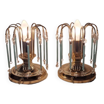 Paire de lampes de table de Murano en or et en verre des années 1960