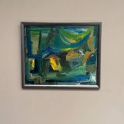Original Mid Century Swedish Oil On Panel – “Abstract Motif” By Wilma Roos – Dated 1959 – Vintage & Framed