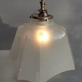 Art Deco white glass draped translucent hanging lamp