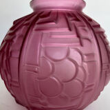 Art Deco ball vase in pink glass