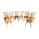 Series lot of 8 chairs bistrot Baumann modele menuet light wood dark wood