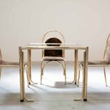 Table peinte en or et 4 chaises en tissu d'origine