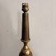 Ancien Pied Lampe Balustre Cuir Marron Gainé Dorure au Fer Année 50 70
