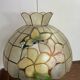 Pendant light, chandelier in mother-of-pearl and brass