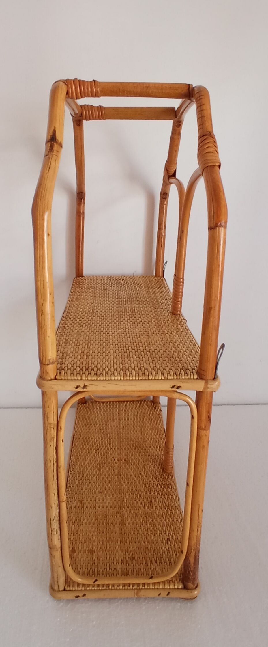 Rattan and bamboo shelf