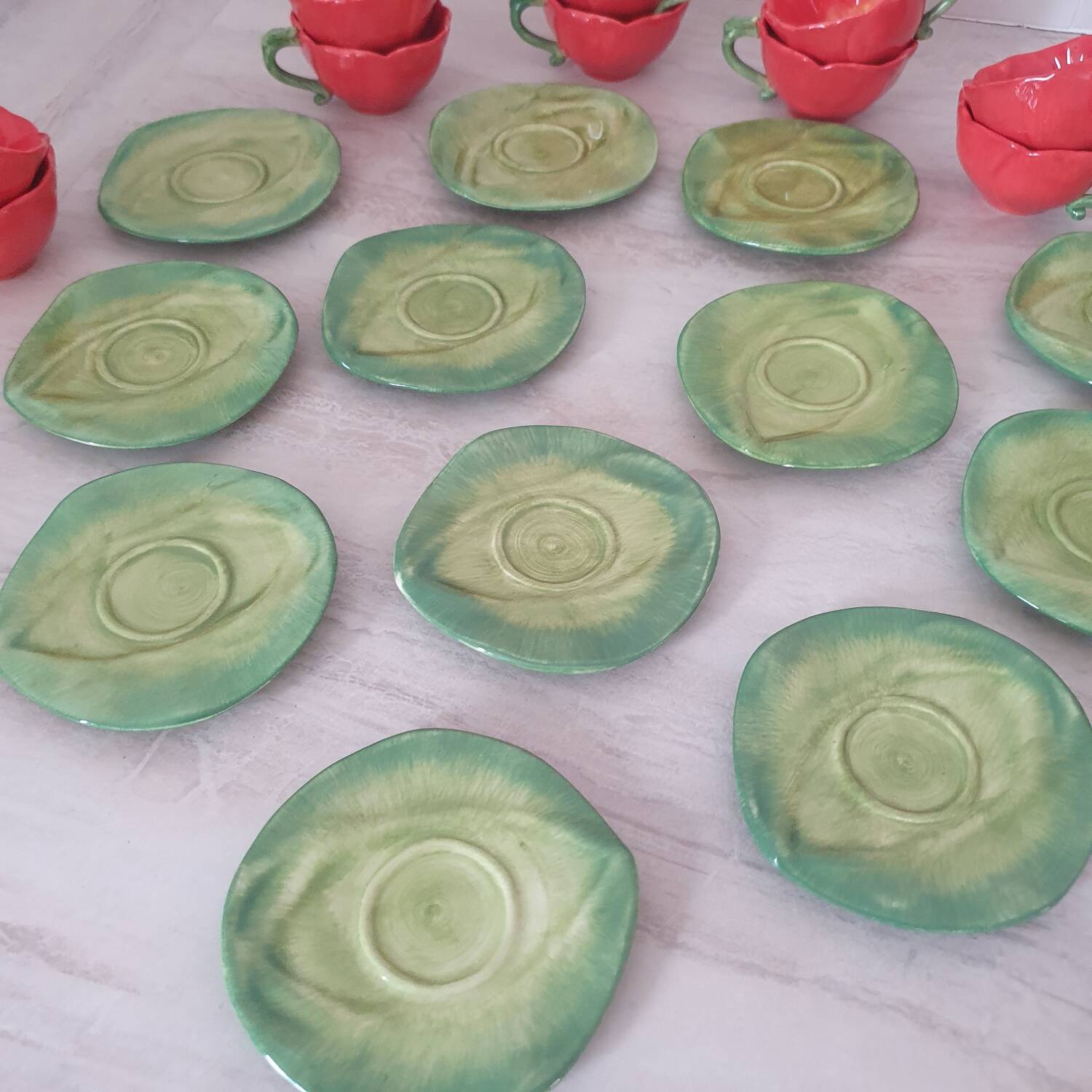 Barbotine flower coffee and tea service