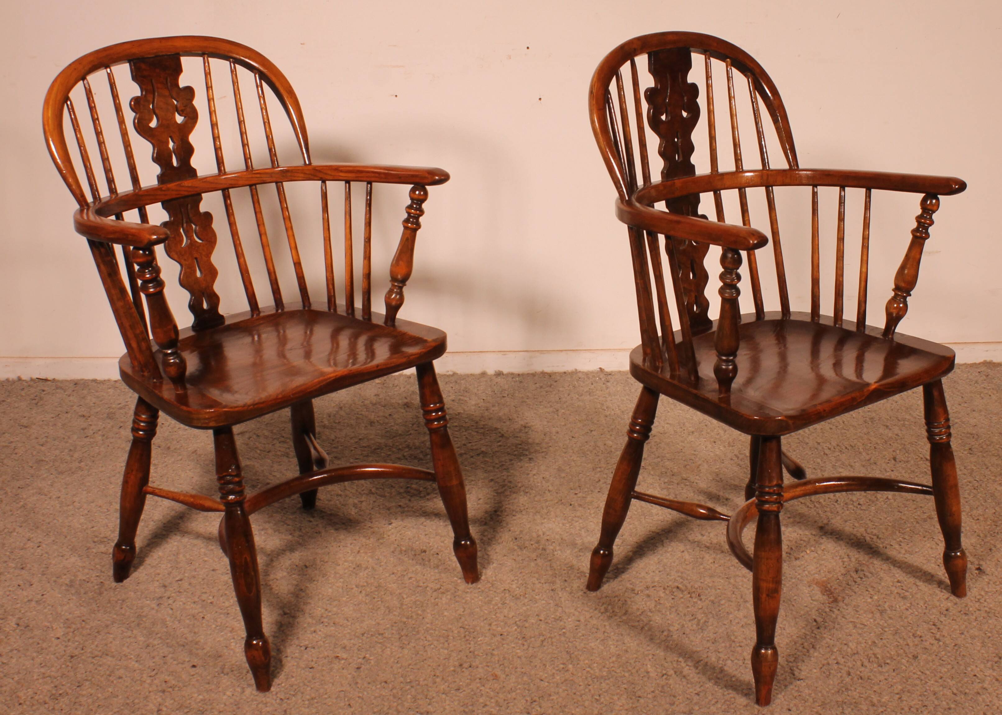 Pair of English Windsor Armchairs