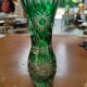 Vase vintage en cristal taillé vert Olenka (Pologne) – 21 cm