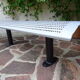 Perforated metal bench