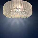 Vintage mid-century decorative thick glass ceiling lamp