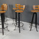Vintage brutalist bar stools, set of 6 - 1970s