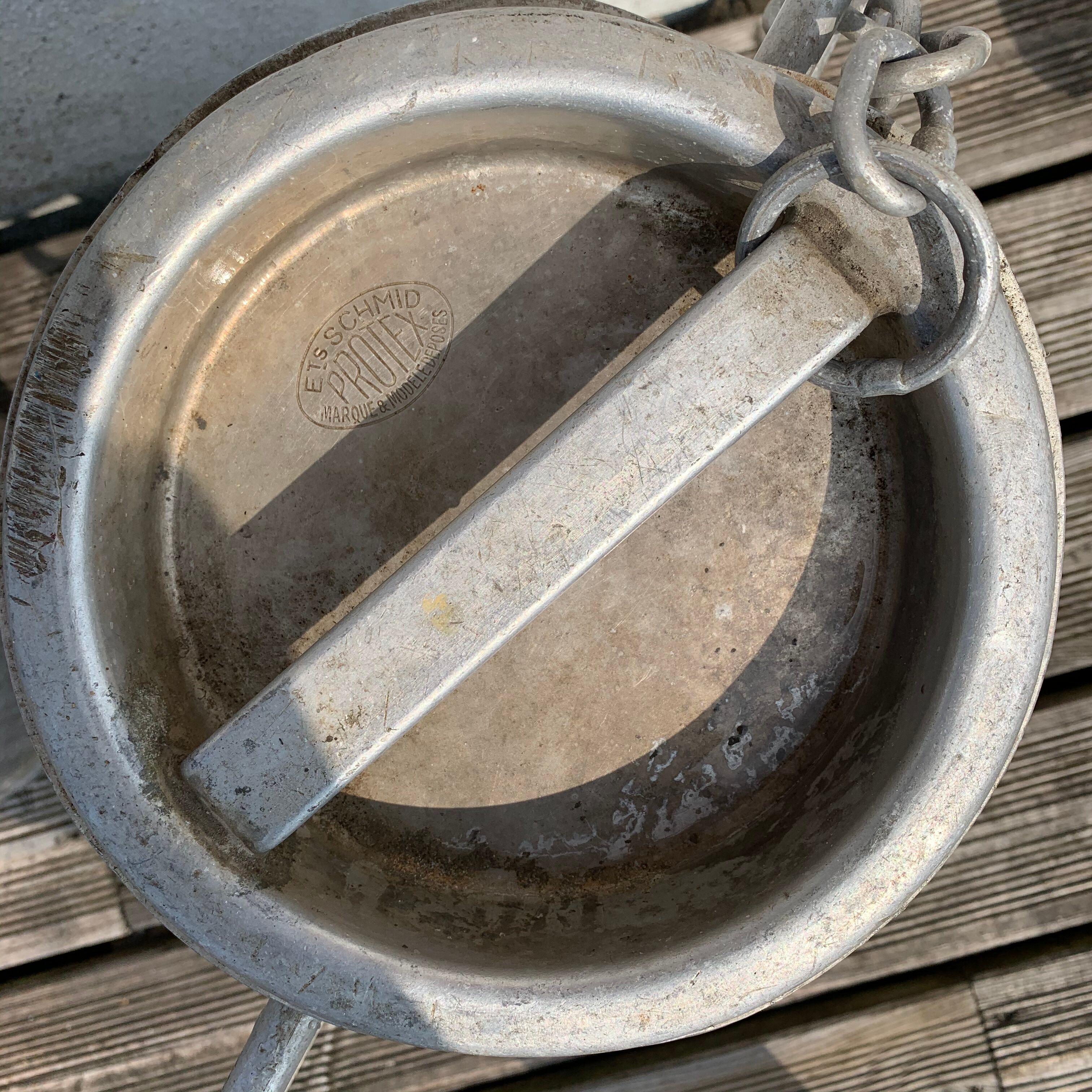 Ancient zinc milk can