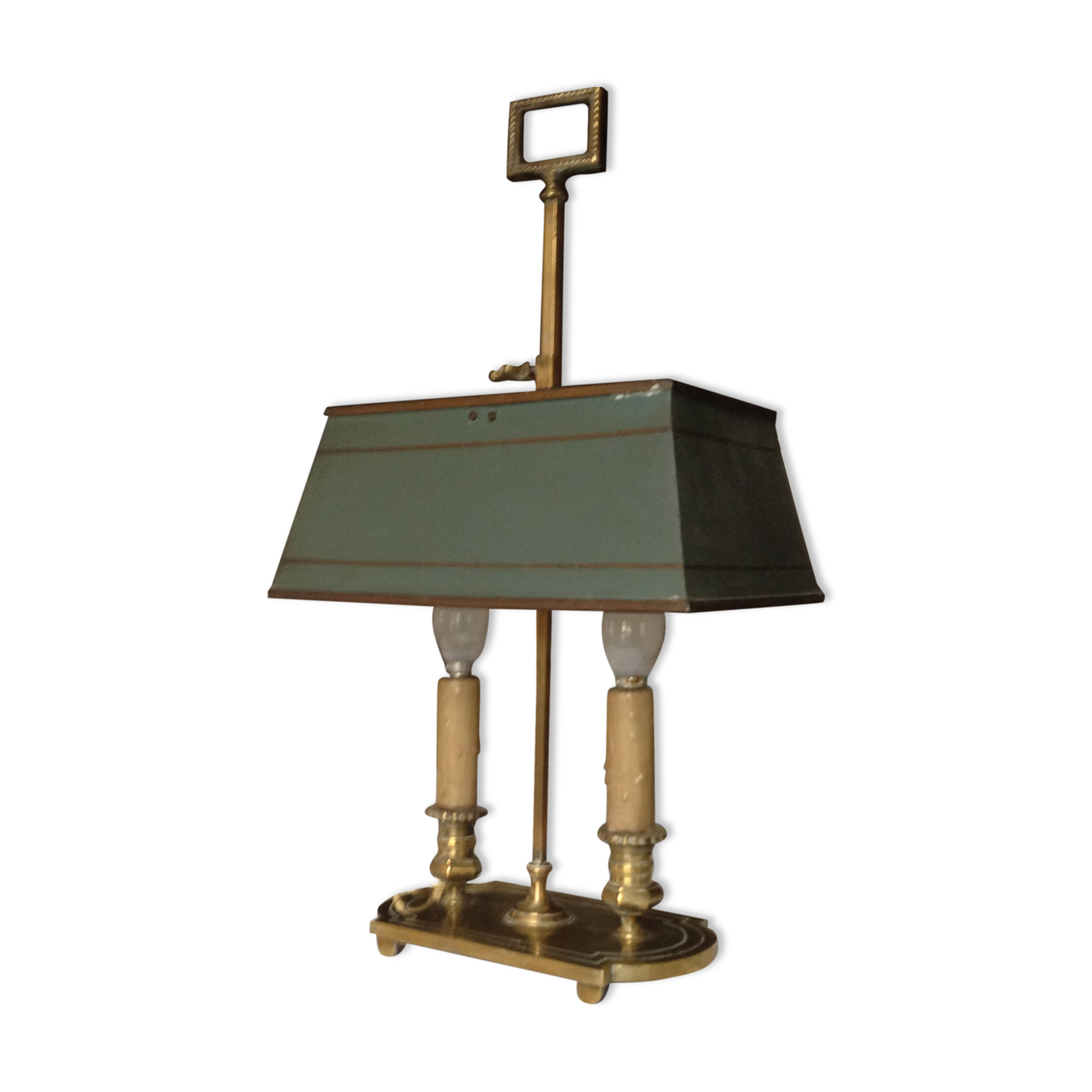 Antique bronze hot water bottle lamp, early 20th century