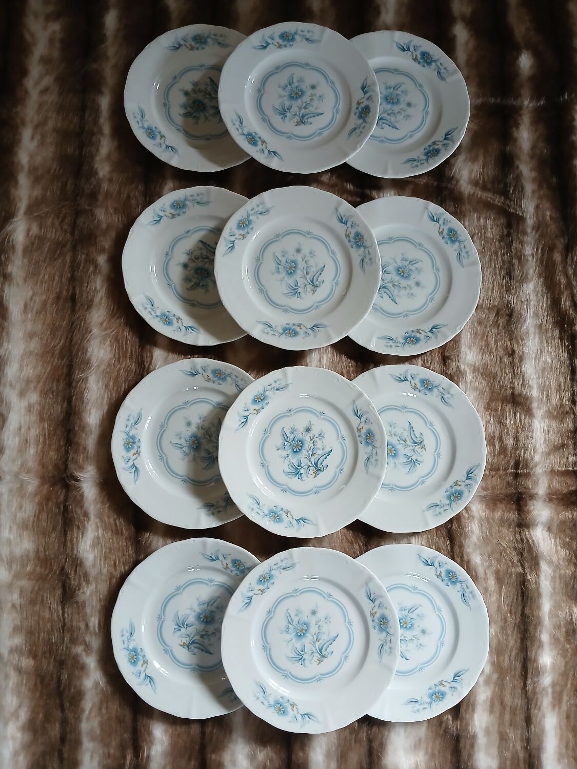 12 antique dessert plates in Chauvigny porcelain