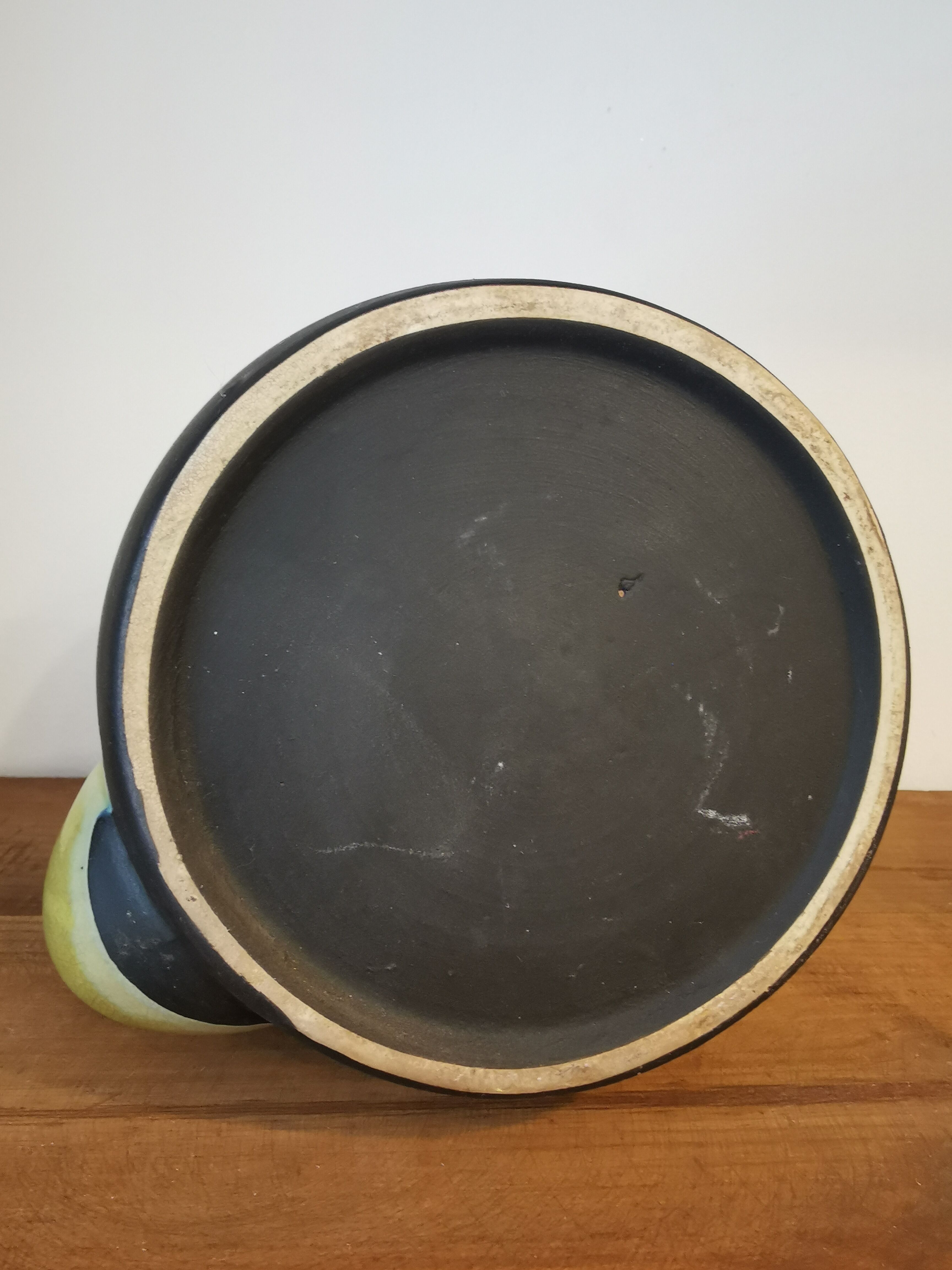 Teapot in glazed stoneware and bamboo