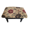 Repose pied, tabouret vintage en tissu velours floral avec tiroir