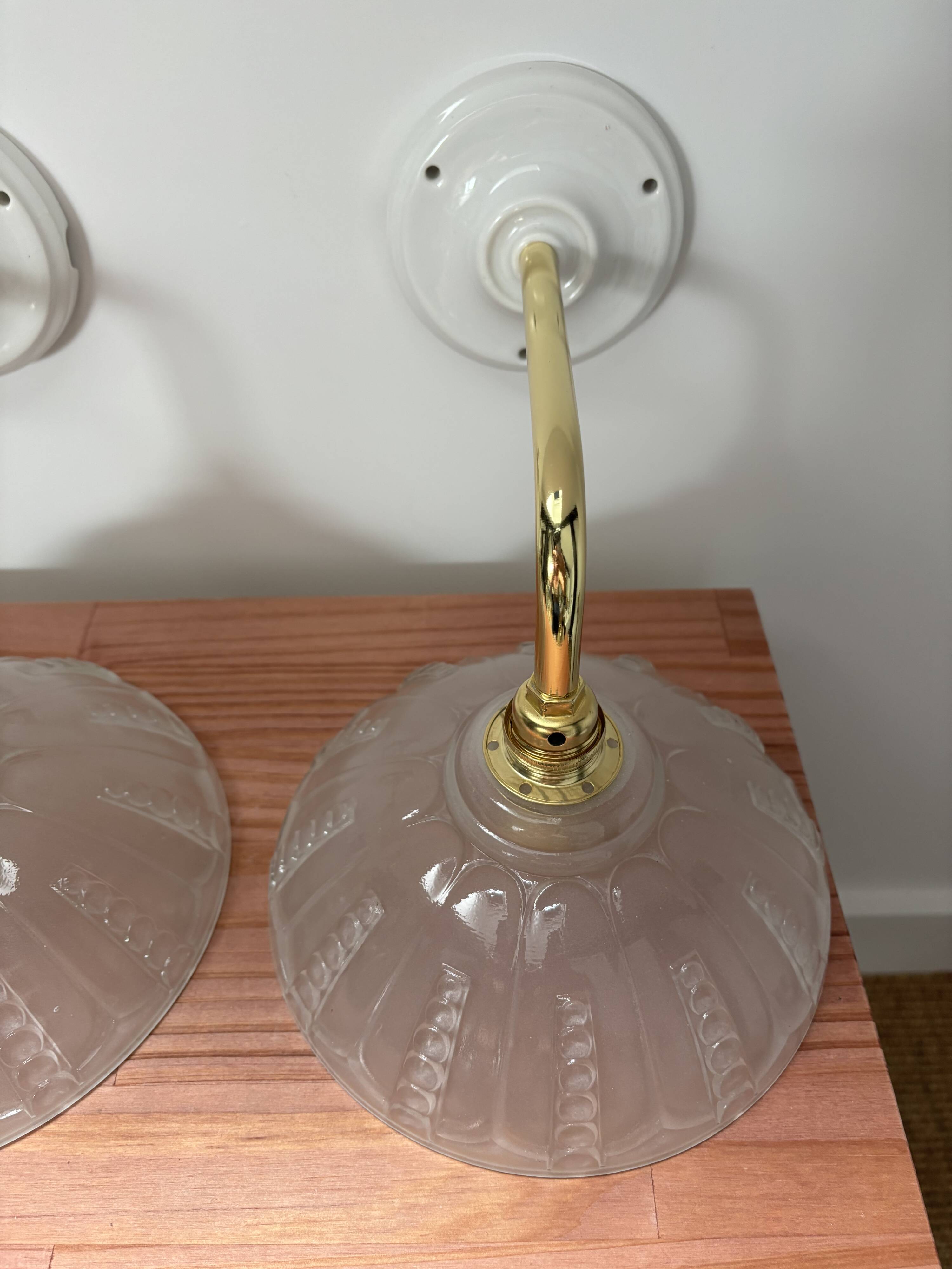 Pair of Art Deco glass gold wall sconces