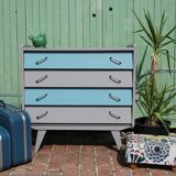 Renovated blue vintage chest of drawers
