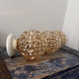 Trio of golden globe wall or ceiling lights