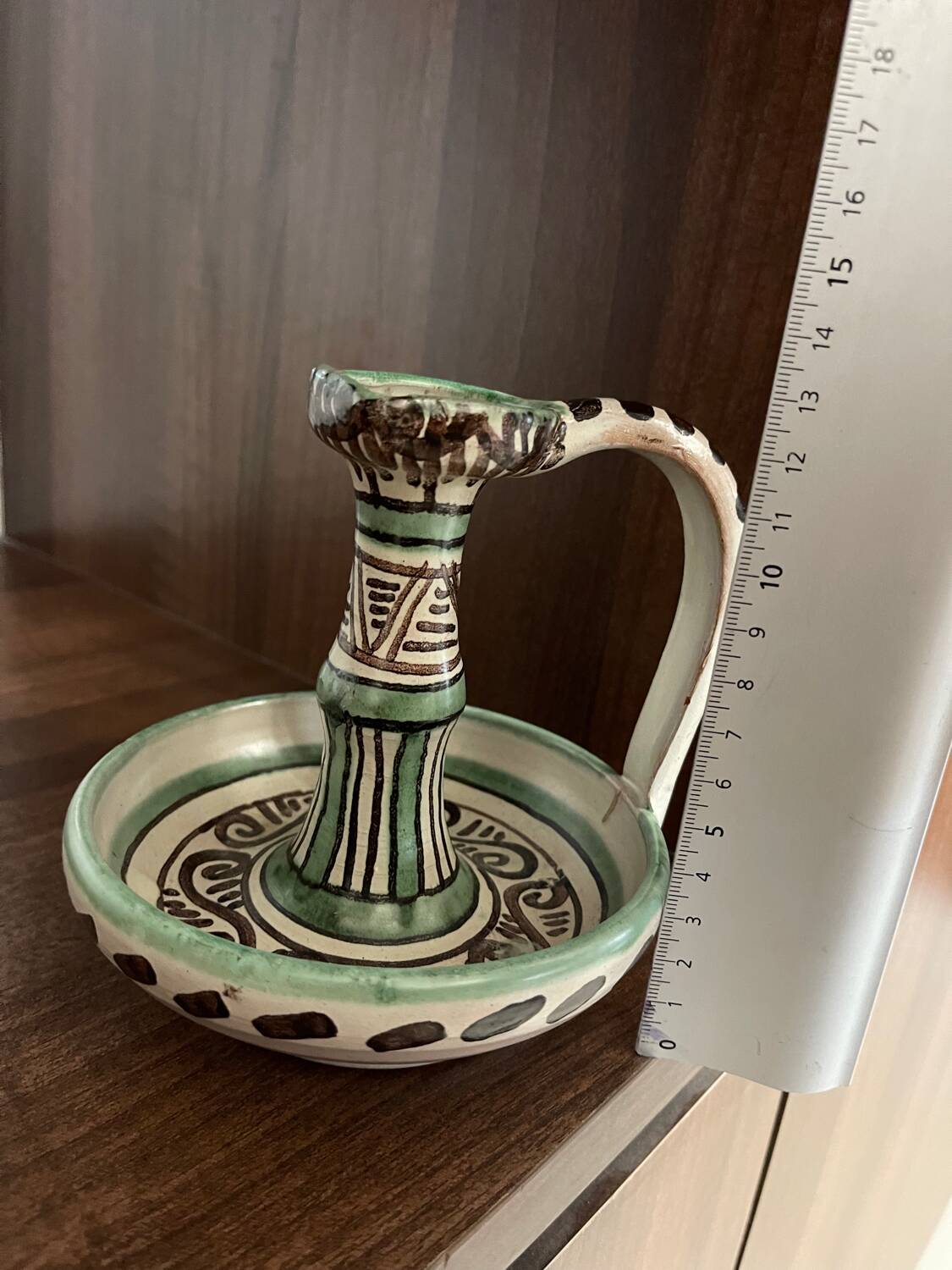Hand candle holder "Rat de cave" in Safi ceramic, signed Punter