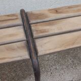 Wooden and vintage metal school bench