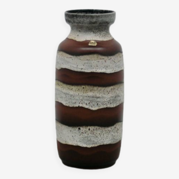 Vase de sol vintage en pointillés marron et blanc de l’allemagne de l’ouest bay
