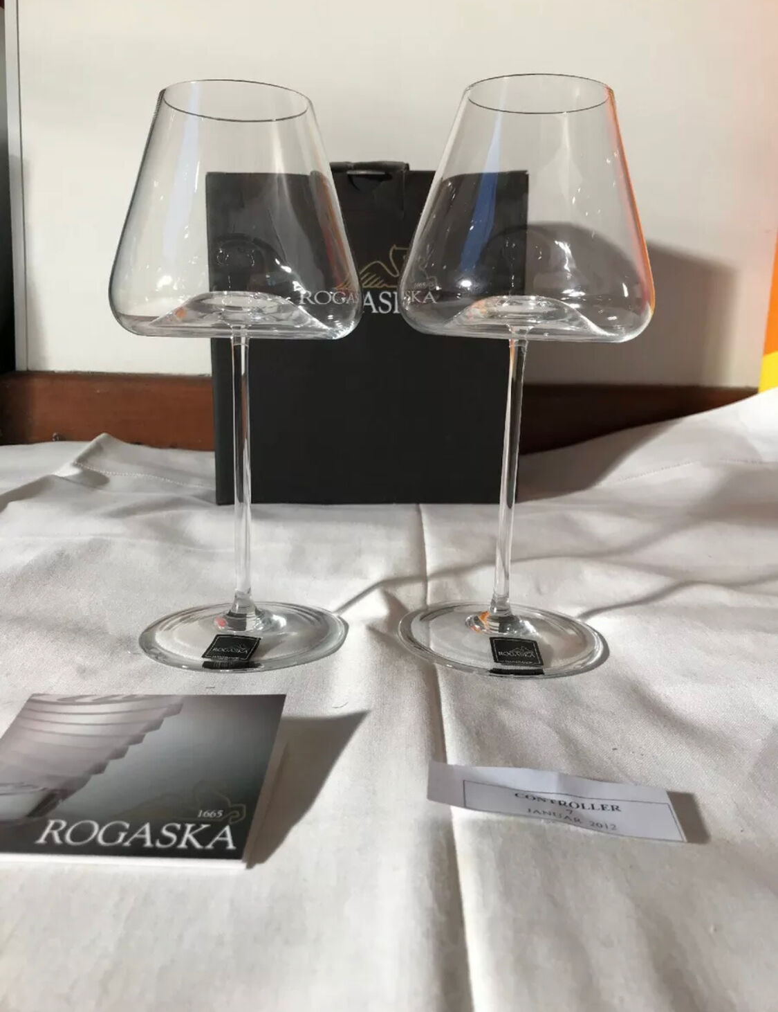 2 glasses a vin rogaska very original shape crystal handmade model armonia