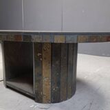 Vintage oval brutalist coffee table, 1970s