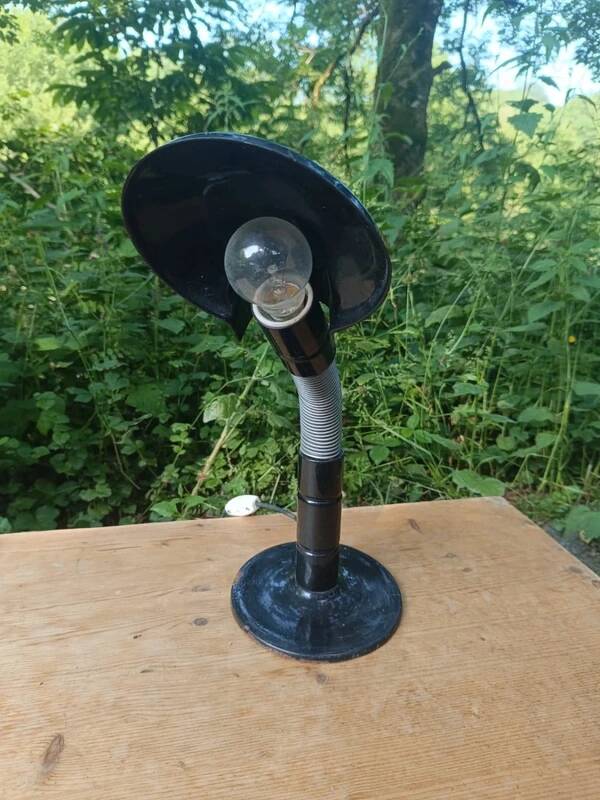 Large vintage black bedside desk lamp from the 1960s