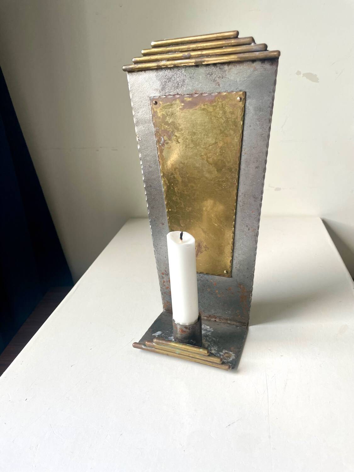 Art Deco metal & Brass Wall Candle Sconce