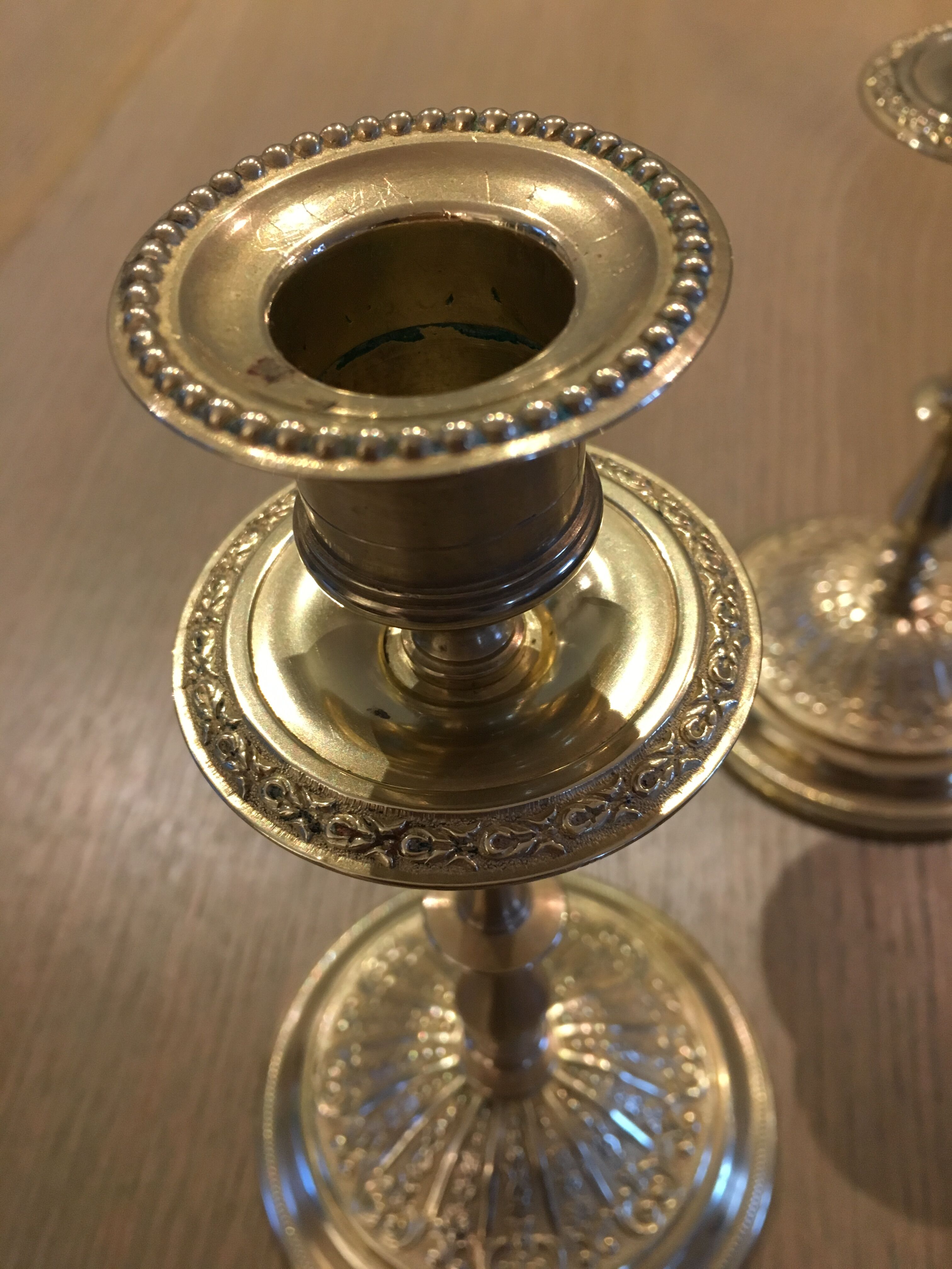 Ancient brass candlesticks