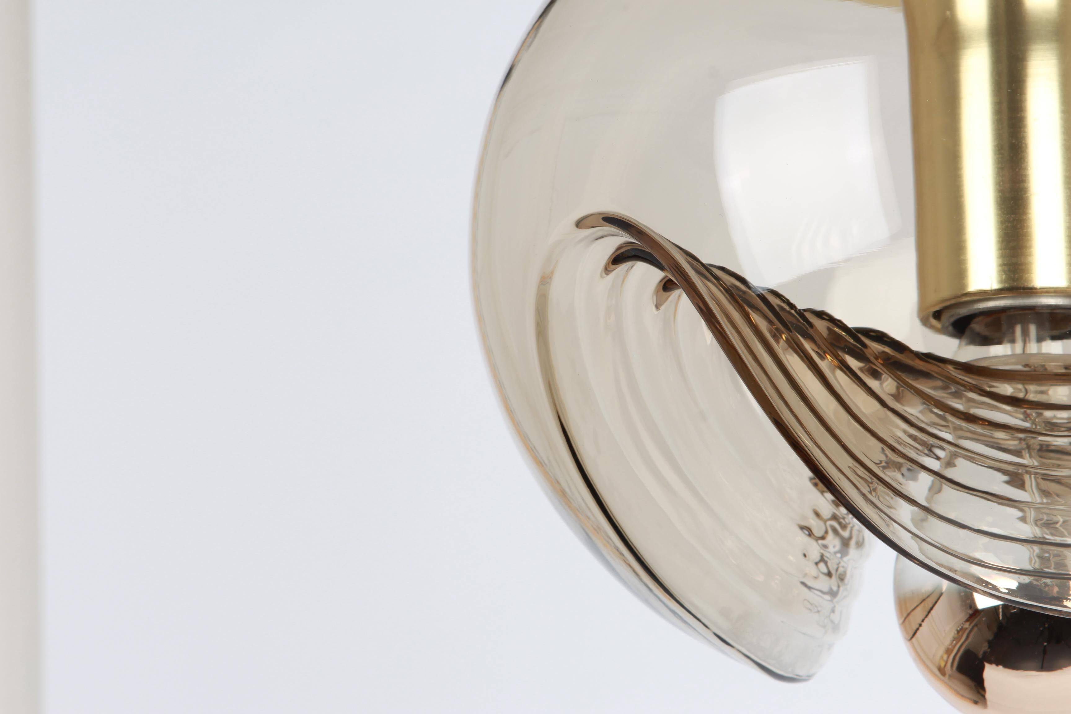 Large smoked glass pendant light by Peill & Putzler, Germany, 1970s.