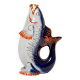 Glass and Porcelain Carafe or Vase with Blue Fish, Europe, 1960