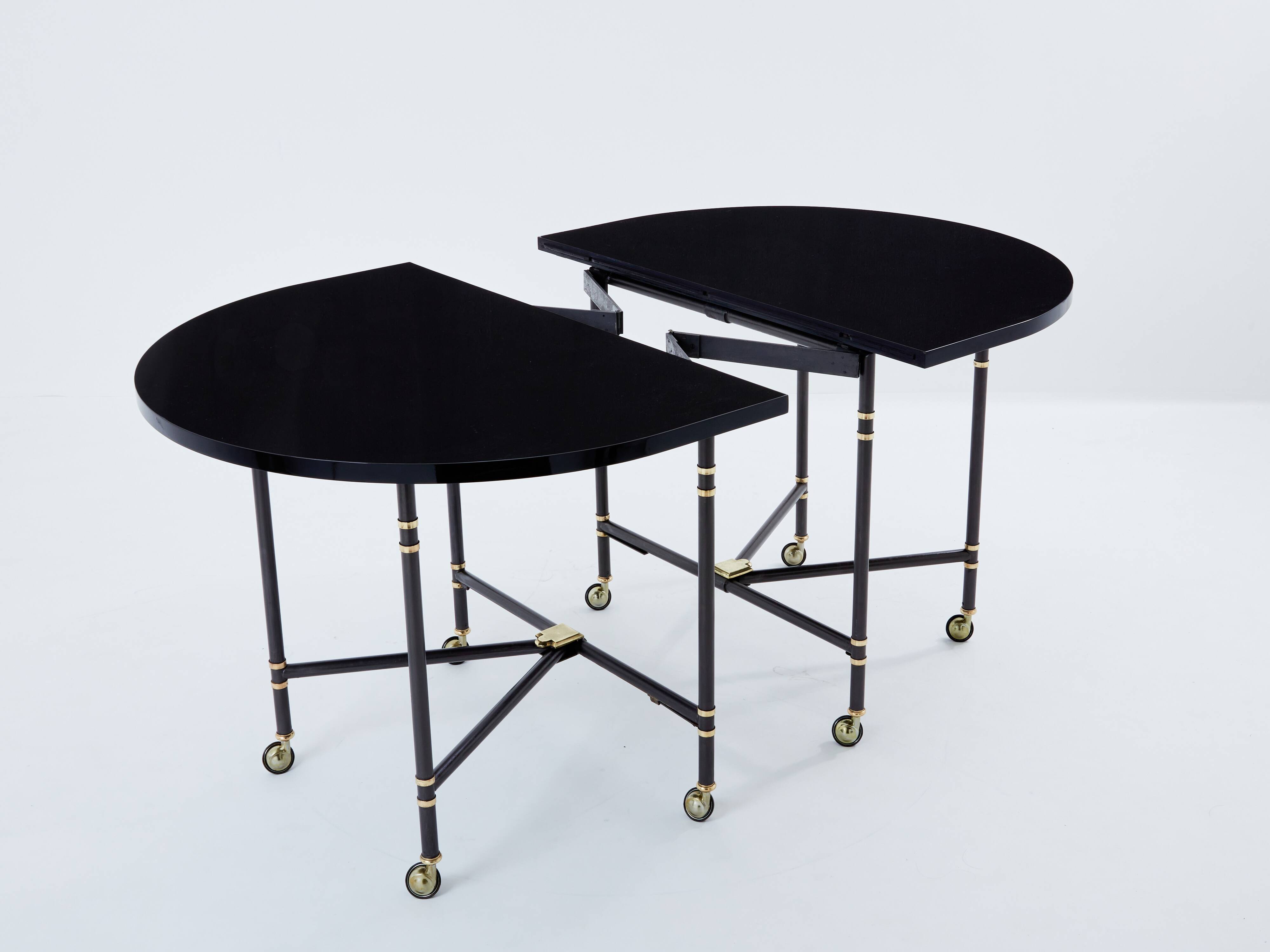 Maison Jansen Royal extendable black lacquer dining table 1960