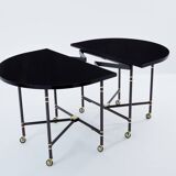 Maison Jansen table à manger Royal extensible laque noire 1960