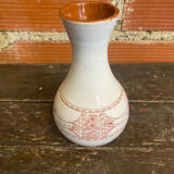 Old vase for sale white ceramic engraved rose vintage #d674