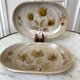 pair of sandstone / ceramic raviers Niderviller Doria Ste Radegonde hand painted 70s