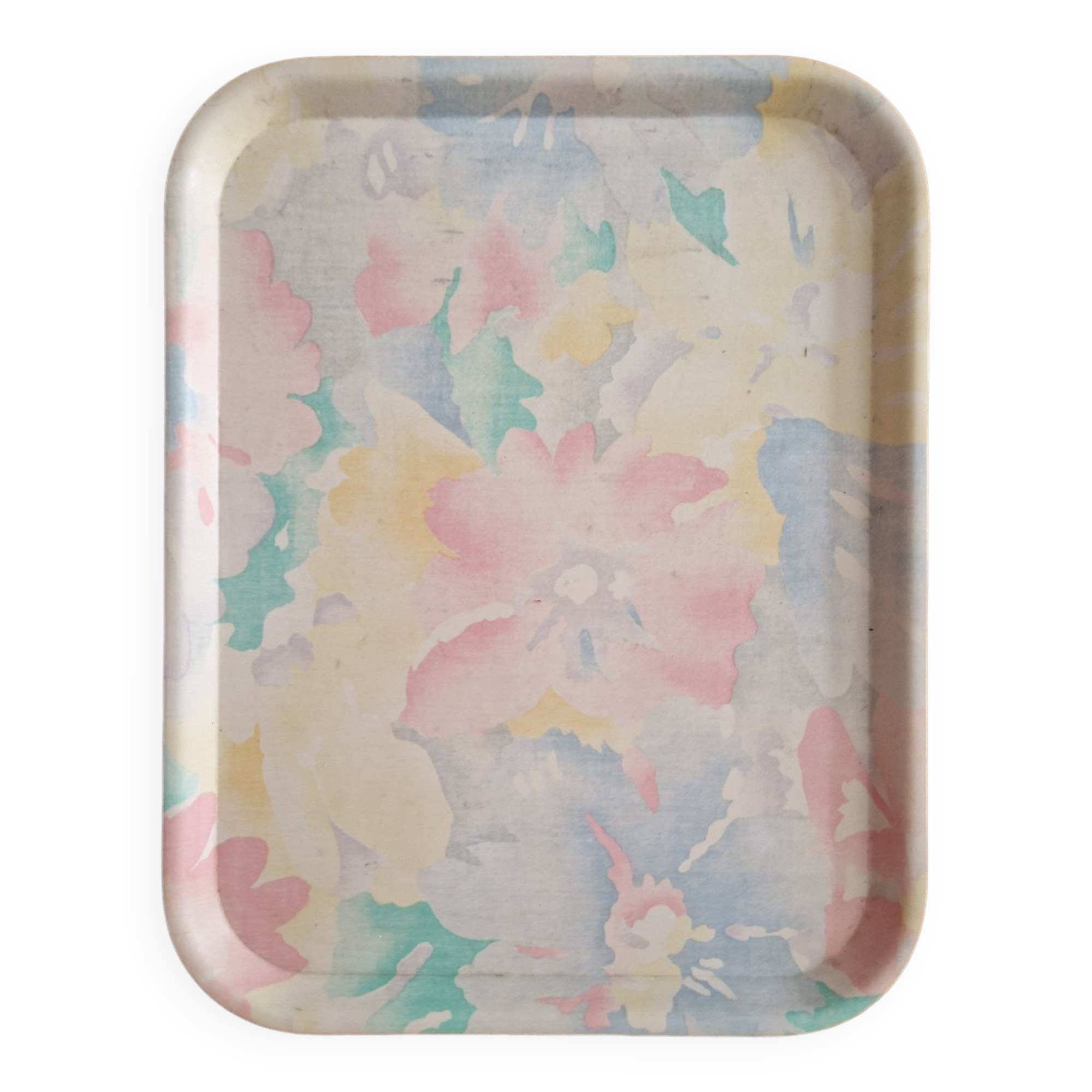 Tray old vintage flowers resin fiber