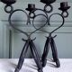2 double brutalist candle holders in hand-forged iron. Folk art 1960.